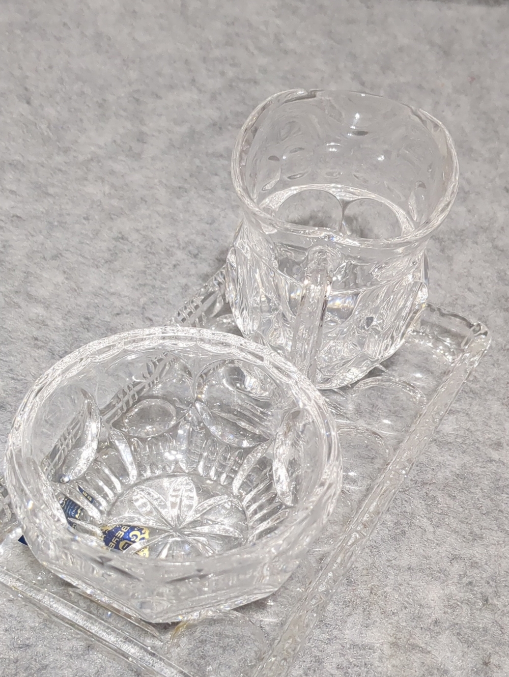 Beyer Bleikristall 3-piece sugar, creamer, and serving tray set Germany Crystal - Picture 4 of 12